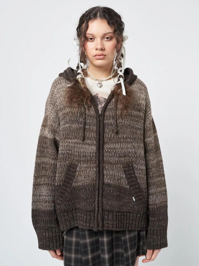 Clothing Oyster Zip Up Hood Knit Cardigan Minga London Jackets