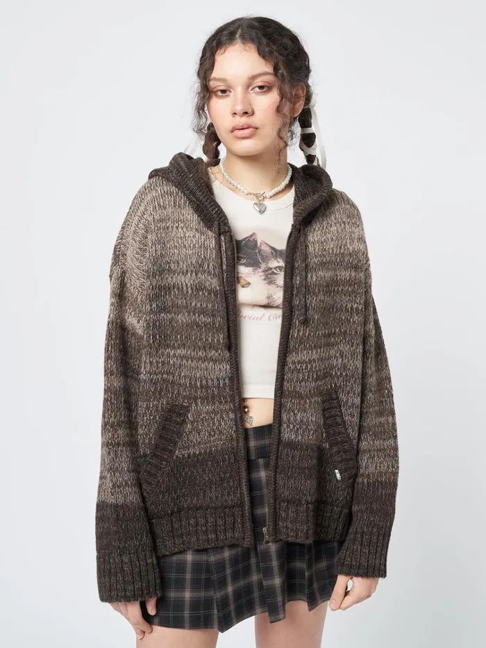 Clothing Oyster Zip Up Hood Knit Cardigan Minga London Jackets