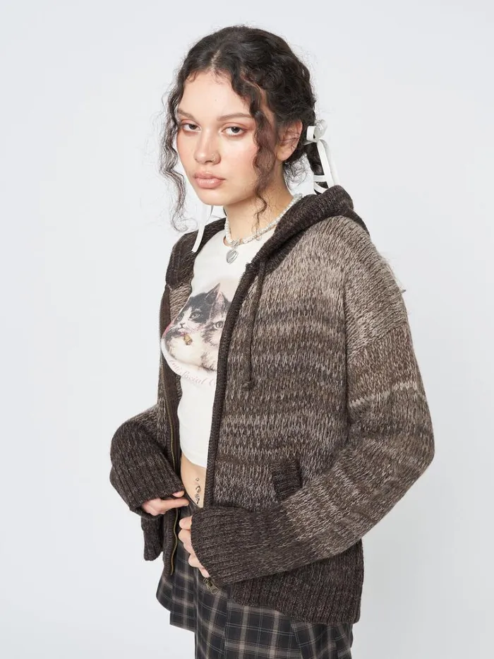Clothing Oyster Zip Up Hood Knit Cardigan Minga London Jackets