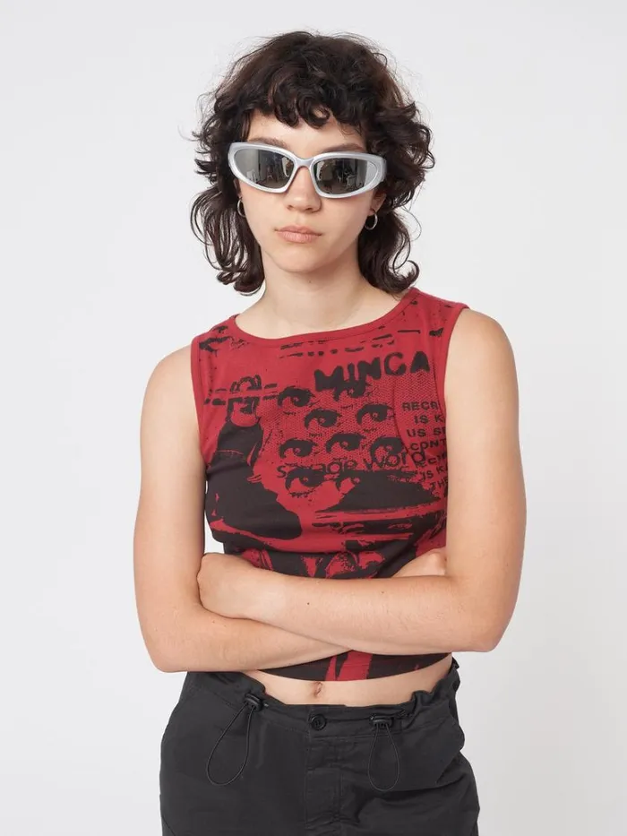 Clothing Power Red Graphic Vest Top Minga London Tank Tops