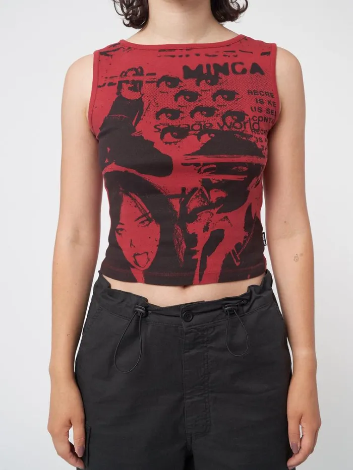 Clothing Power Red Graphic Vest Top Minga London Tank Tops