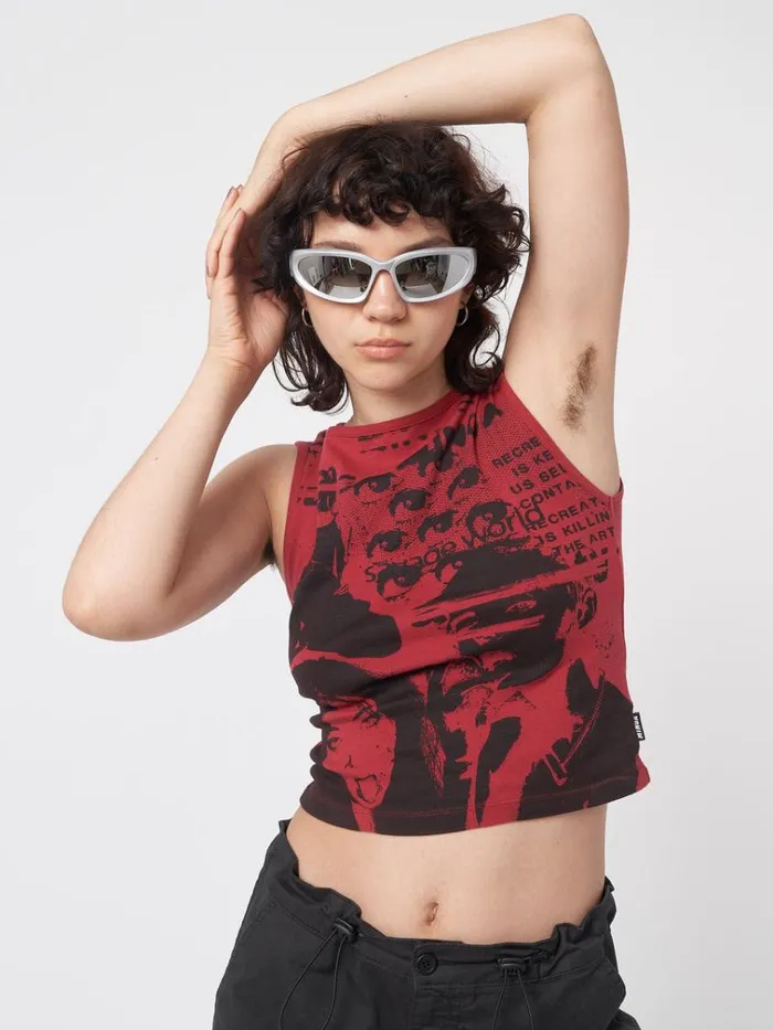Clothing Power Red Graphic Vest Top Minga London Tank Tops