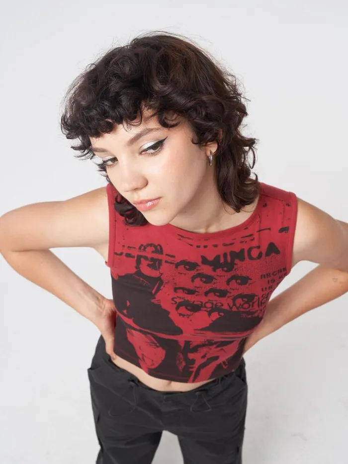 Clothing Power Red Graphic Vest Top Minga London Tank Tops