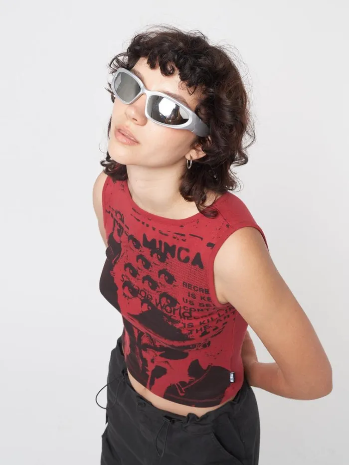 Clothing Power Red Graphic Vest Top Minga London Tank Tops