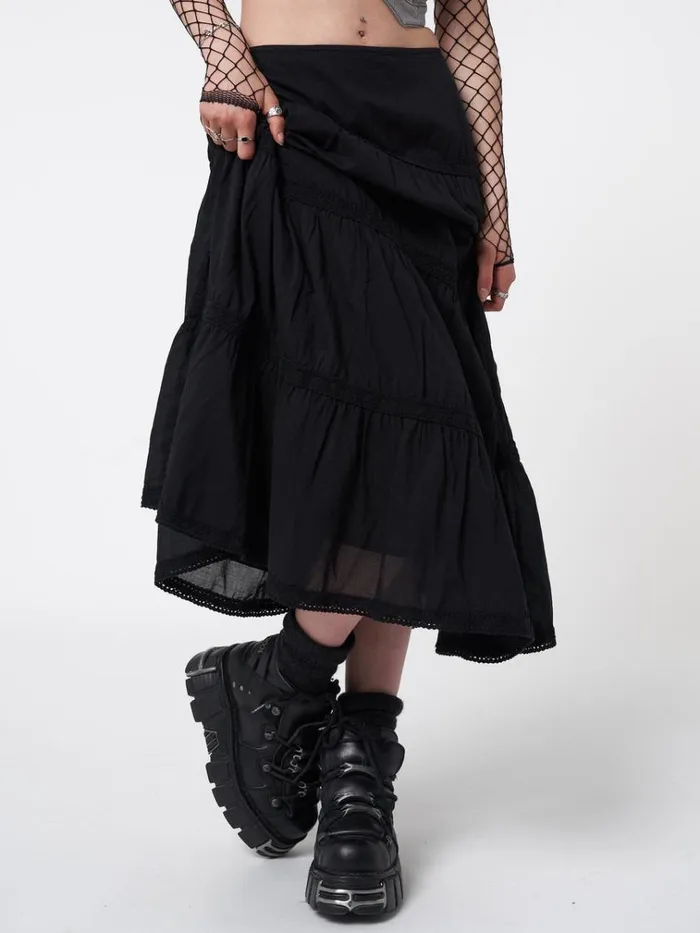 Clothing Raven Ruffle Lace Maxi Skirt Minga London Skirts