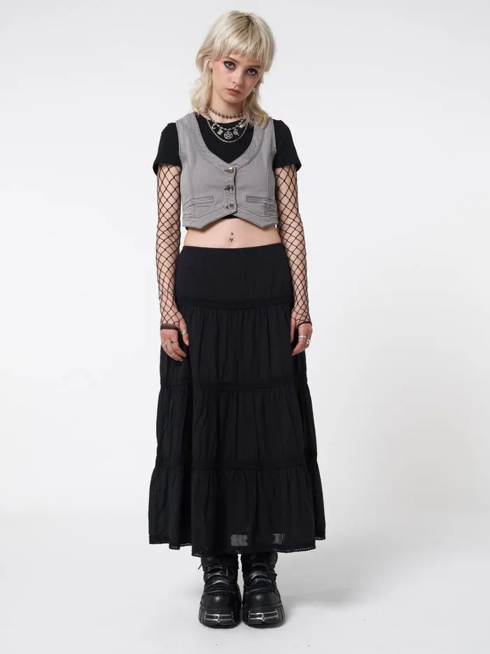 Clothing Raven Ruffle Lace Maxi Skirt Minga London Skirts