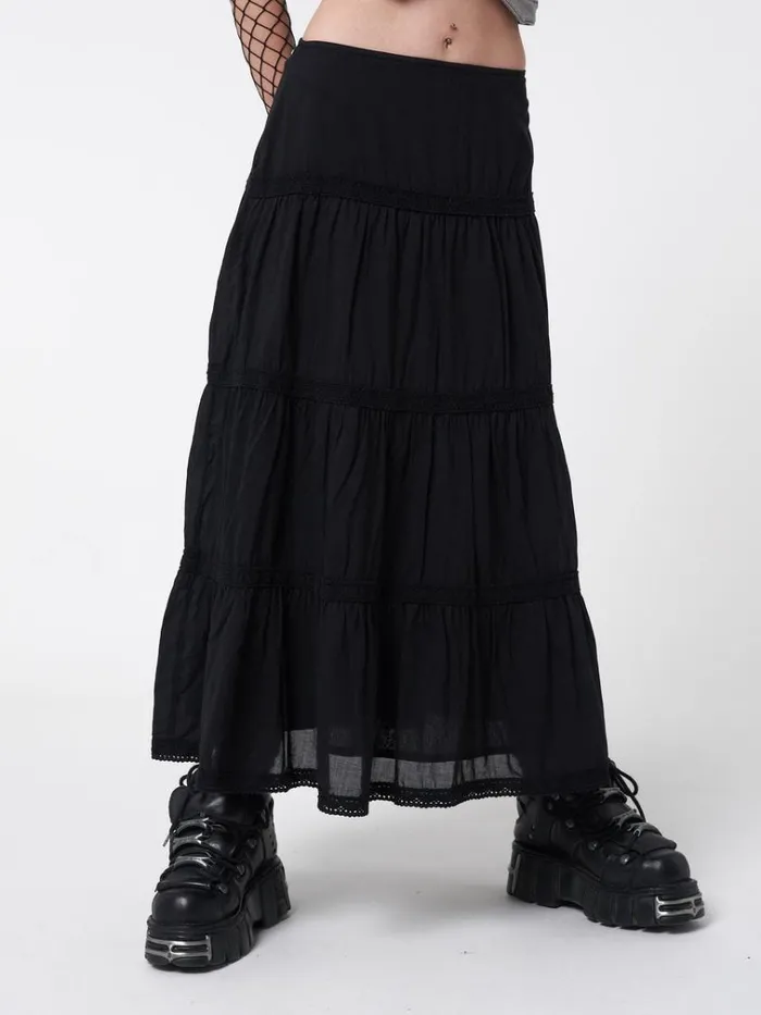 Clothing Raven Ruffle Lace Maxi Skirt Minga London Skirts