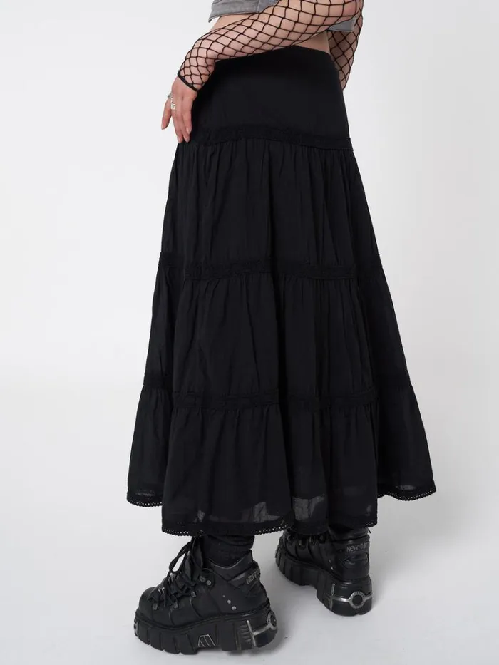 Clothing Raven Ruffle Lace Maxi Skirt Minga London Skirts