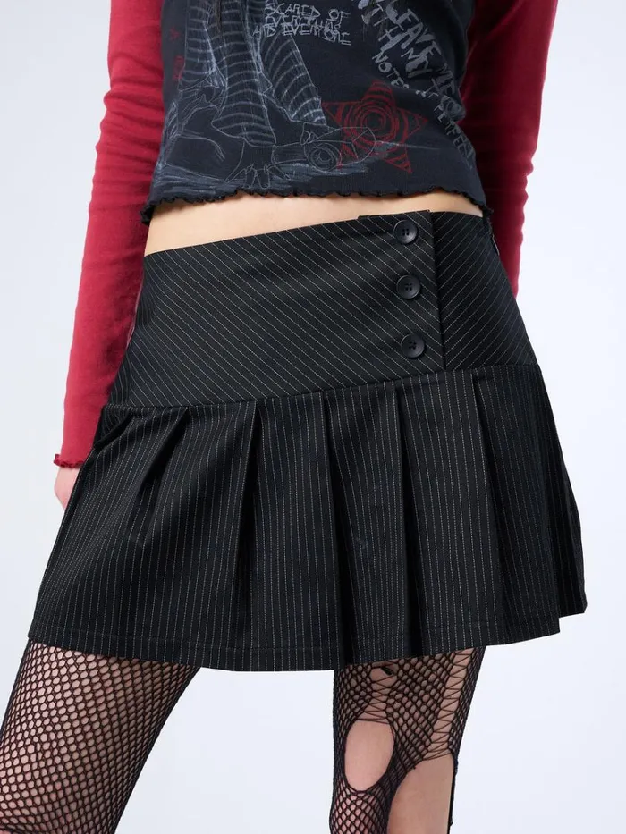 Clothing Romy Pinstripe Pleated Mini Skirt Minga London Skirts