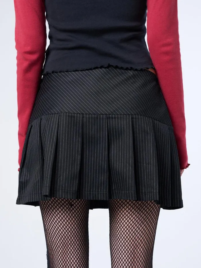 Clothing Romy Pinstripe Pleated Mini Skirt Minga London Skirts