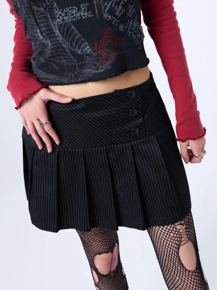 Clothing Romy Pinstripe Pleated Mini Skirt Minga London Skirts