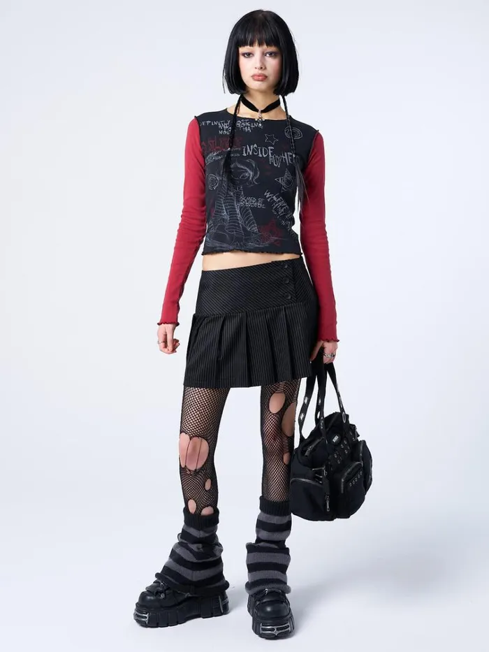 Clothing Romy Pinstripe Pleated Mini Skirt Minga London Skirts