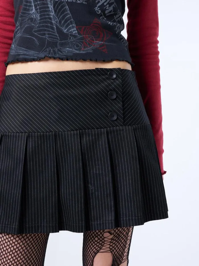 Clothing Romy Pinstripe Pleated Mini Skirt Minga London Skirts