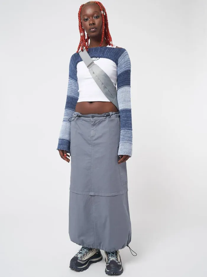 Clothing Ruby Stone Blue Maxi Tech Cargo Skirt Minga London Skirts
