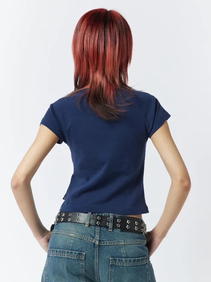 Clothing Skater Girl Graphic Blue Baby Tee Minga London Crop Tops