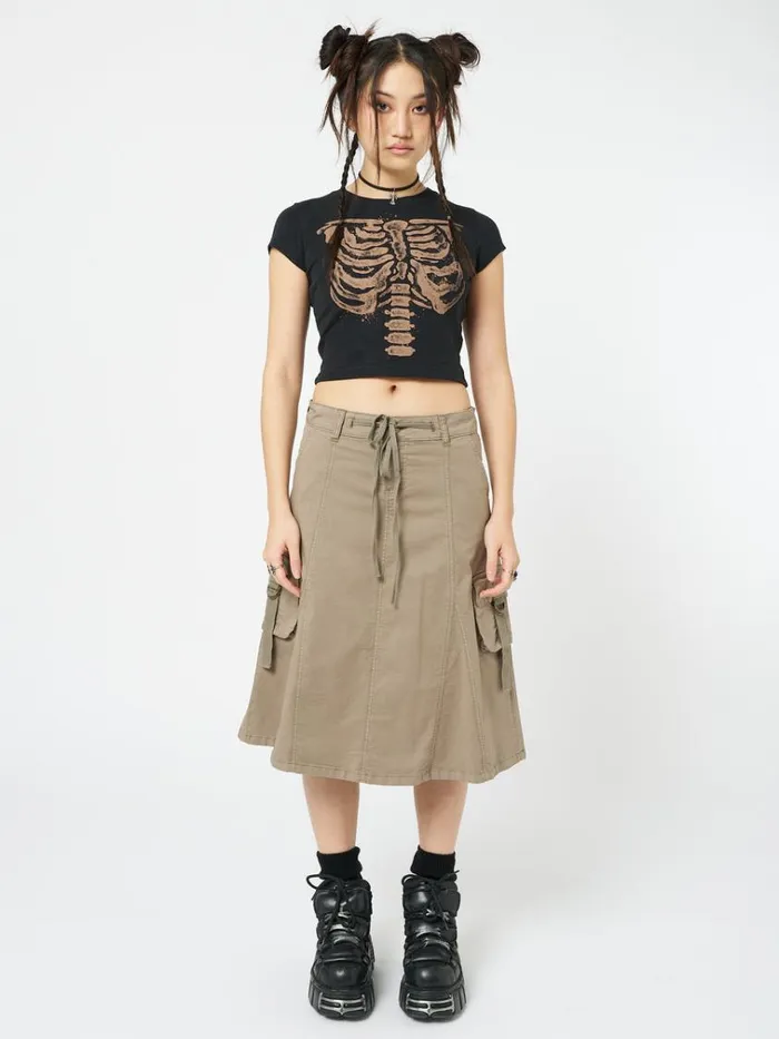 Clothing Skeleton Black Graphic Print Baby Tee Minga London Crop Tops