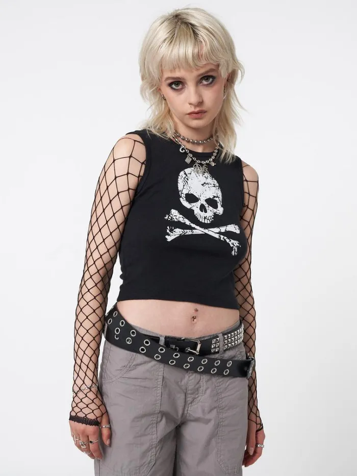 Clothing Skull Crossbones Black Vest Top Minga London Tank Tops