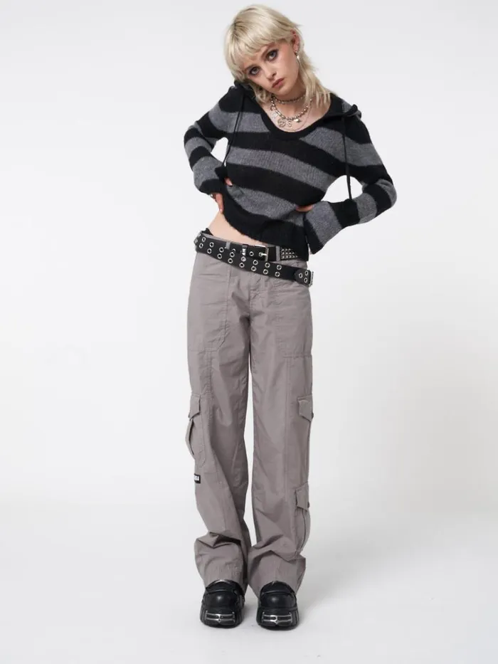 Clothing Smoke Stripes Knitted Hoodie Minga London Sweaters