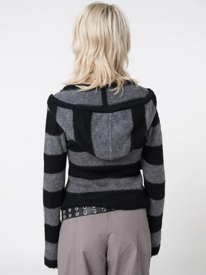 Clothing Smoke Stripes Knitted Hoodie Minga London Sweaters