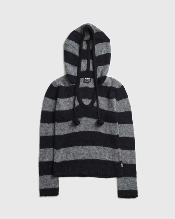 Clothing Smoke Stripes Knitted Hoodie Minga London Sweaters
