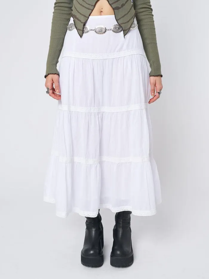 Clothing Snow White Ruffle Lace Maxi Skirt Minga London Skirts