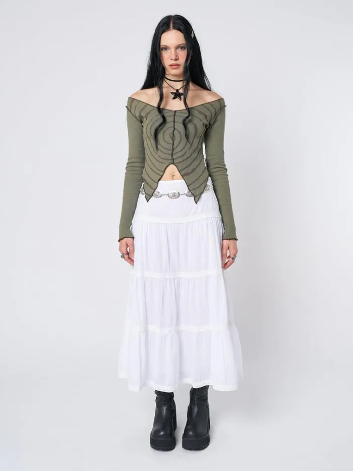Clothing Snow White Ruffle Lace Maxi Skirt Minga London Skirts