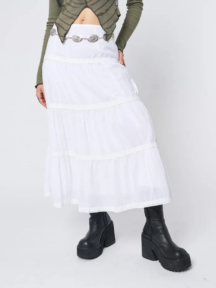 Clothing Snow White Ruffle Lace Maxi Skirt Minga London Skirts