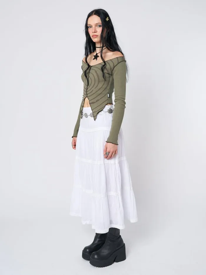 Clothing Snow White Ruffle Lace Maxi Skirt Minga London Skirts