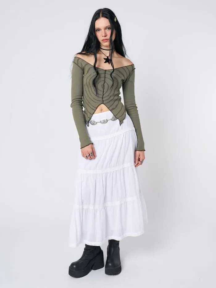 Clothing Snow White Ruffle Lace Maxi Skirt Minga London Skirts