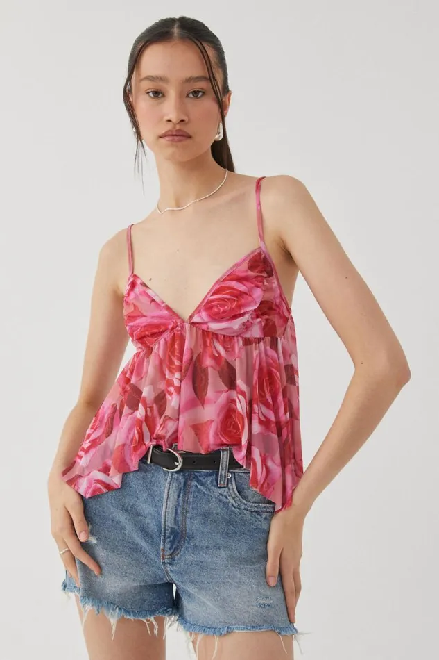 Clothing Supr Going Out Tops Alice Mesh Cami Rosie Floral Pink