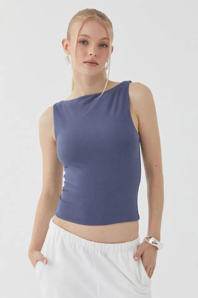 Clothing Supr Going Out Tops Soft Boat Neck Top Weekend Blue