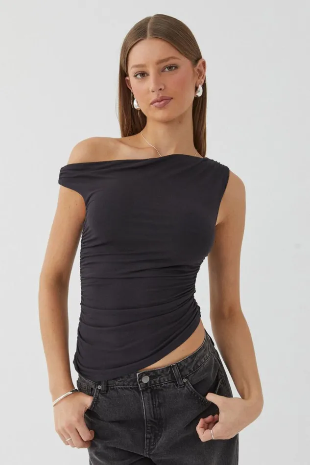 Clothing Supr Going Out Tops Soft Mia Ruched Top Black