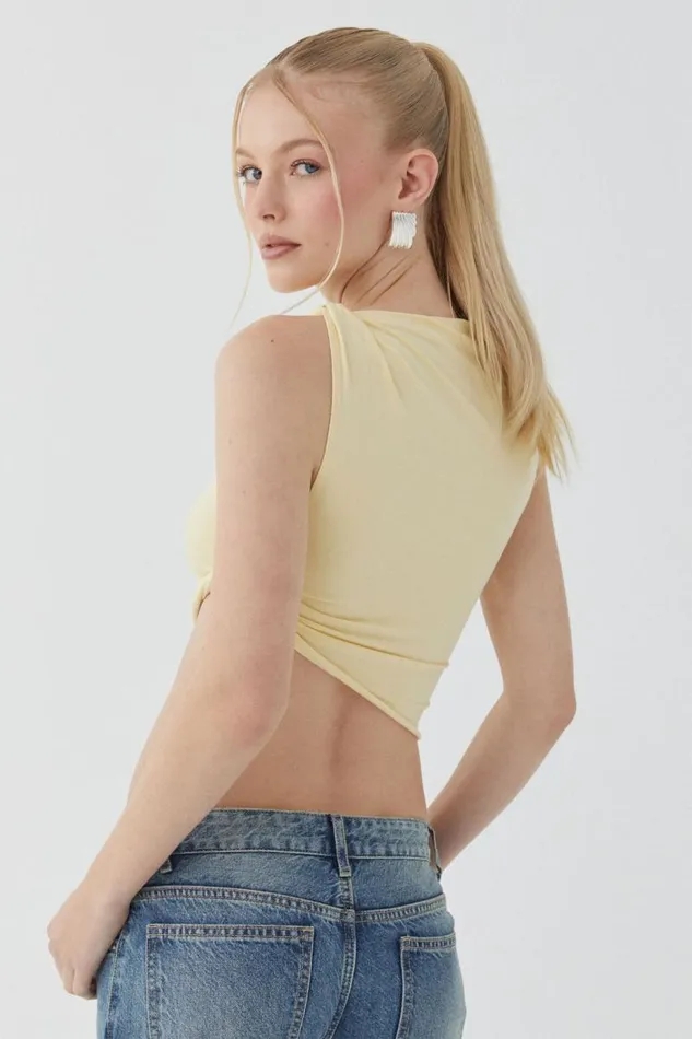 Clothing Supr Going Out Tops Soft Ruched Twist Top Golden Butter