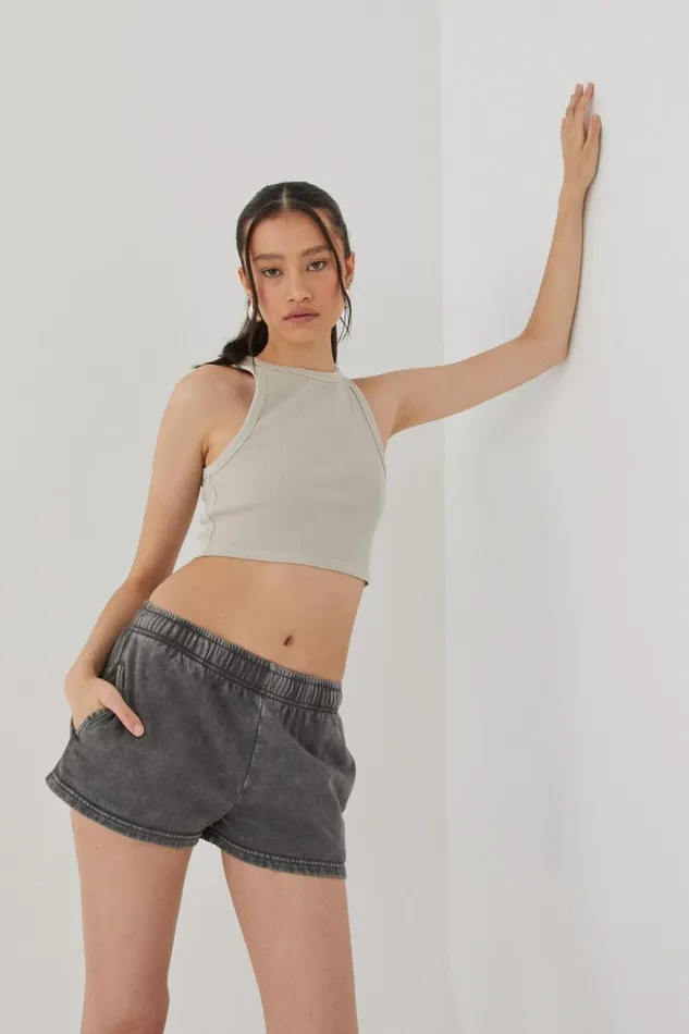 Clothing Supr Hoodies and Trackies Malia Sweat Short Washed Granite Grey