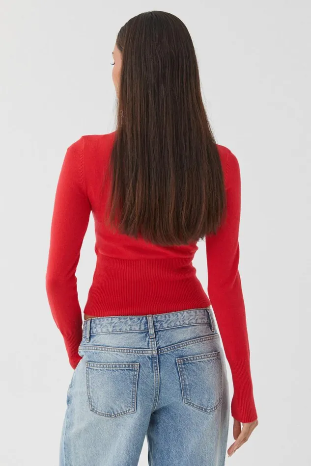 Clothing Supr Knitwear Cassie Button Through Knit Cardi Scarlet Red