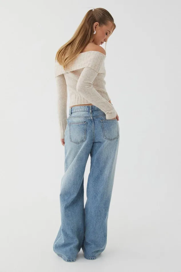 Clothing Supr Knitwear Frankie Fold Back Knit Jumper Taupe Marle