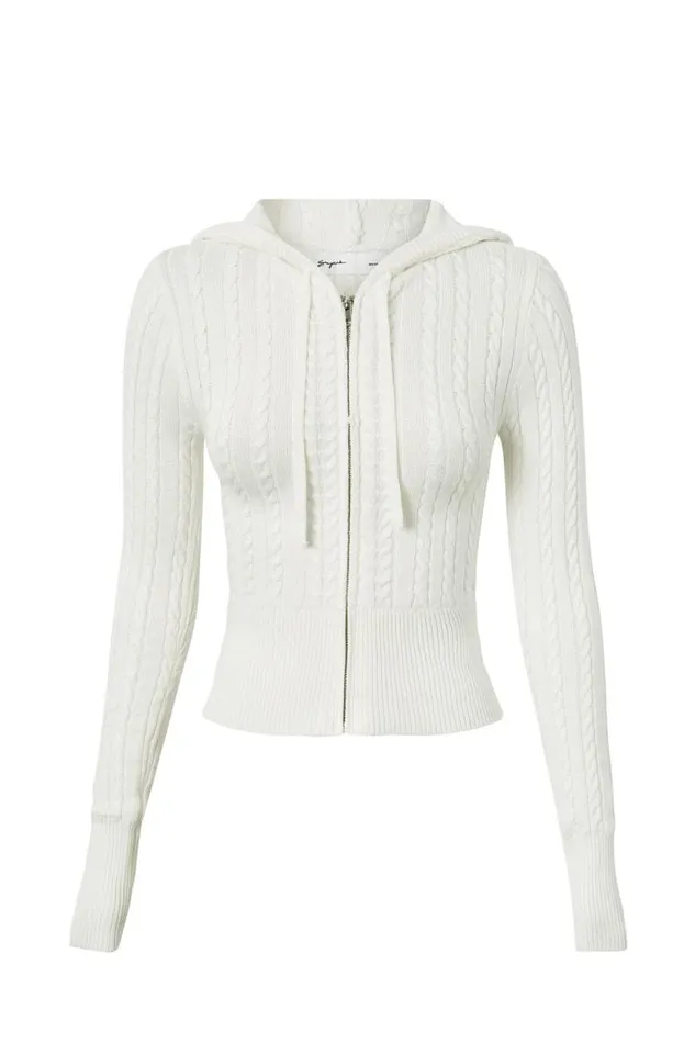 Clothing Supr Knitwear Starlette Zip Through Cable Knit Summer White