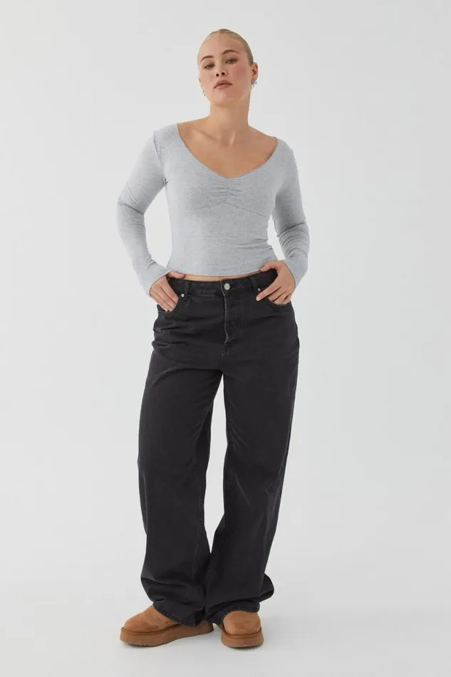 Clothing Supr Long Sleeve Tops Audrey Long Sleeve Top Silver Grey Marle