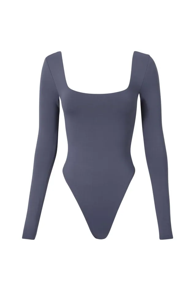 Clothing Supr Luxe Essentials Luxe Square Neck Long Sleeve Bodysuit Weekend Blue