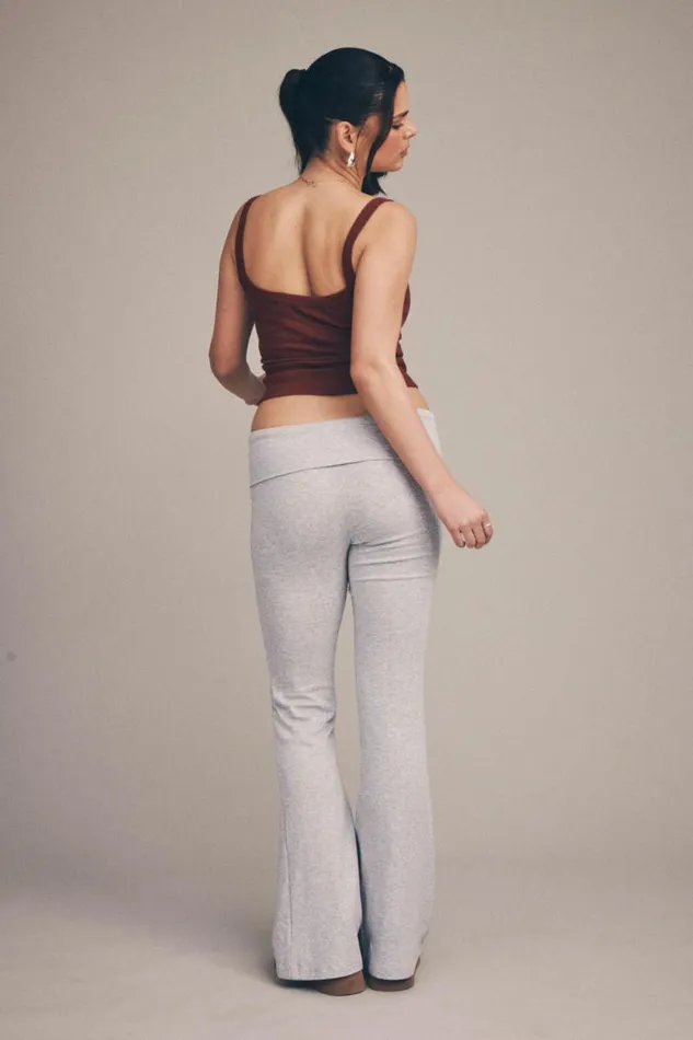 Clothing Supr Pants Fold Back Flare Pant Grey Marle