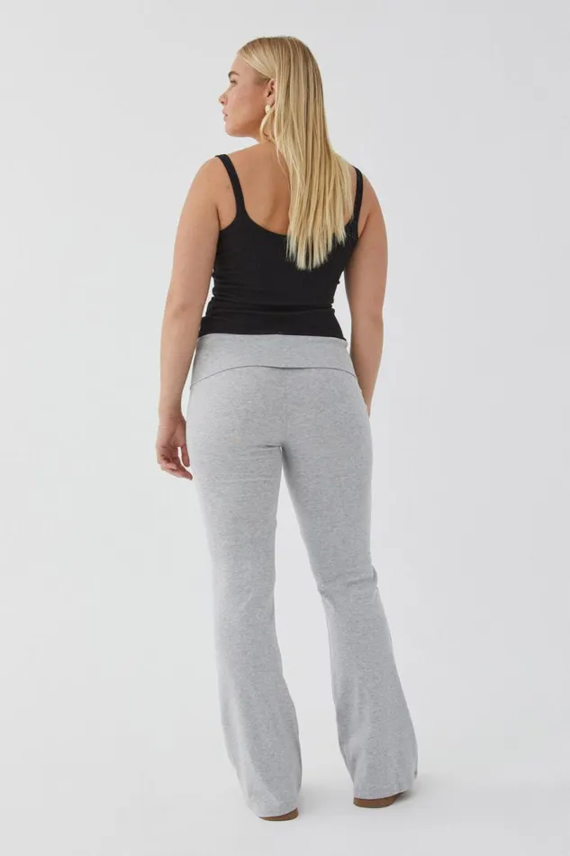 Clothing Supr Pants Fold Back Flare Pant Grey Marle