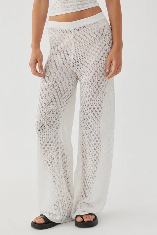 Clothing Supr Pants Mischa Crochet Wide Leg Pant White