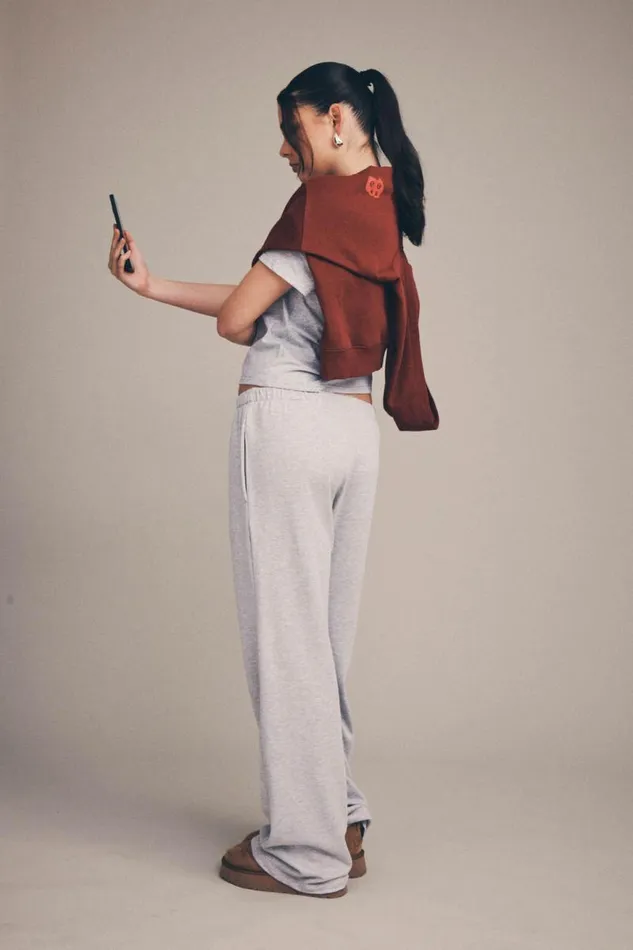 Clothing Supr Pants Relaxed Wide Leg Track Pant Silver Grey Marle