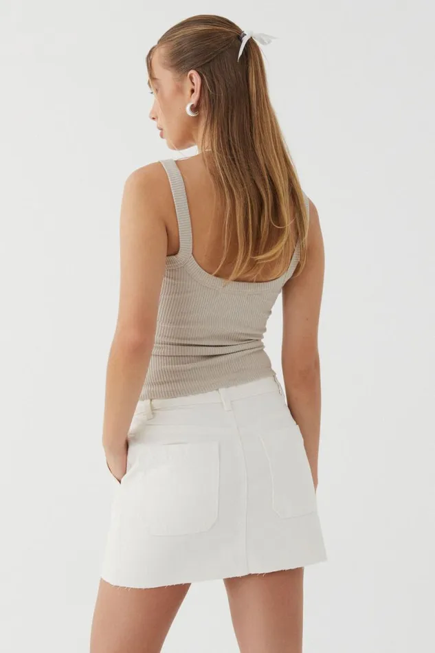 Clothing Supr Skirts Carpenter Denim Mini Skirt Warm White Clothing Supr Skirts Carpenter Denim Mini Skirt Warm White