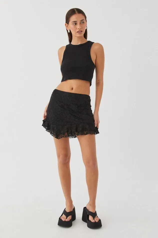 Clothing Supr Skirts Lola Lace Mini Skirt Black