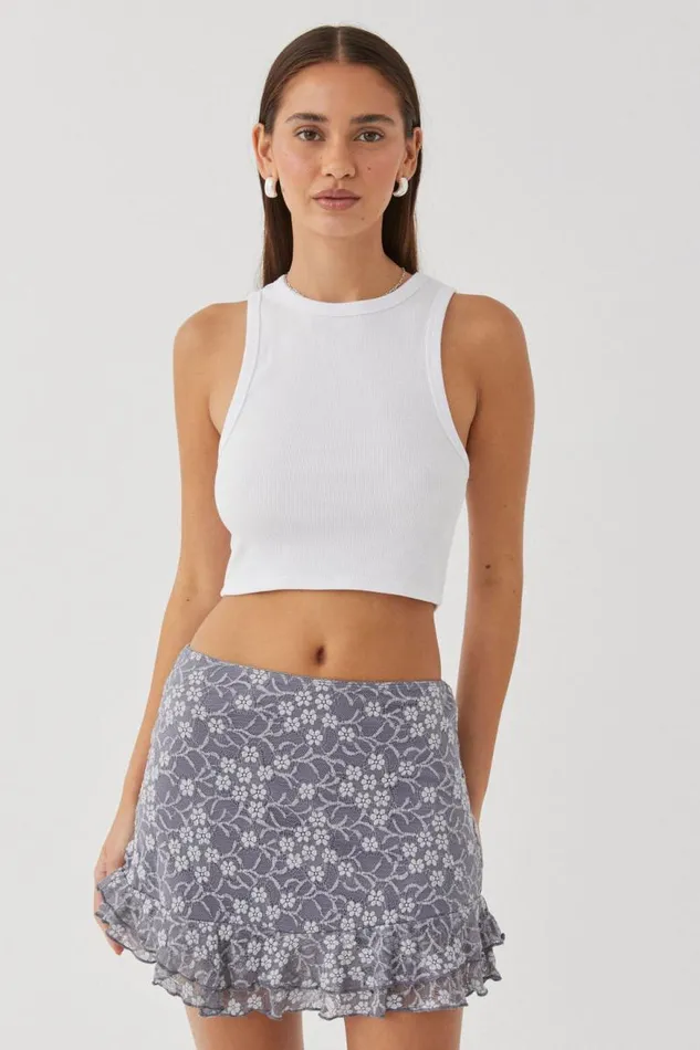 Clothing Supr Skirts Lola Lace Mini Skirt Fossil Grey
