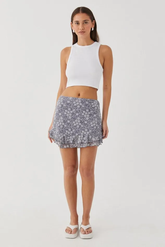 Clothing Supr Skirts Lola Lace Mini Skirt Fossil Grey
