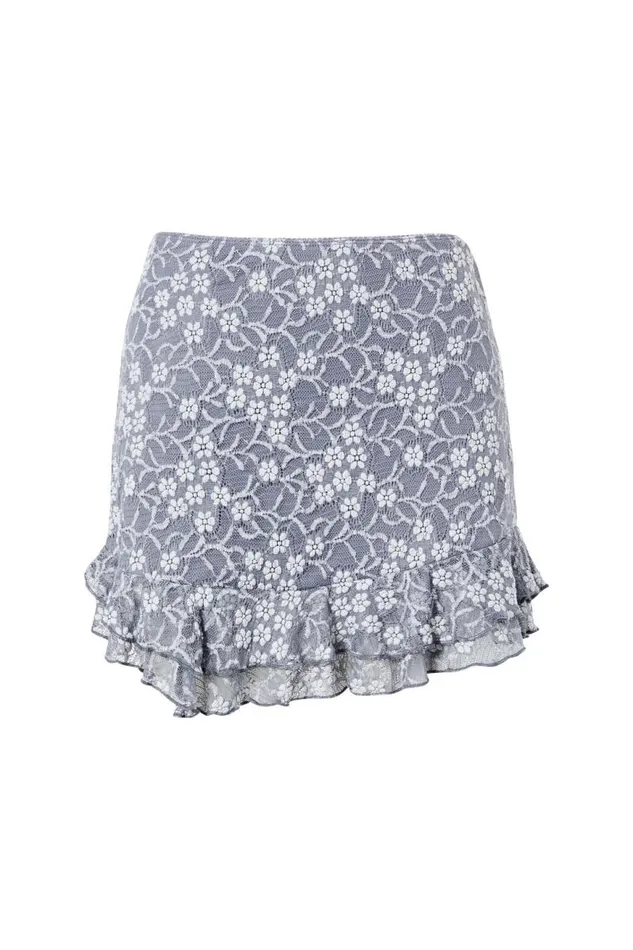Clothing Supr Skirts Lola Lace Mini Skirt Fossil Grey