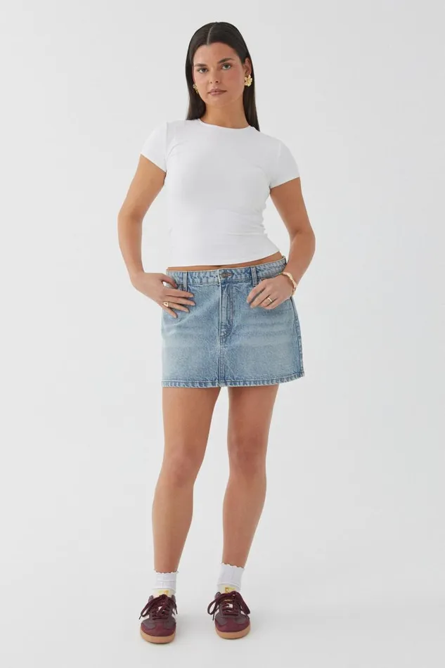 Clothing Supr Skirts Maya Denim Mini Skirt Canyon Blue Clothing Supr Skirts Maya Denim Mini Skirt Canyon Blue