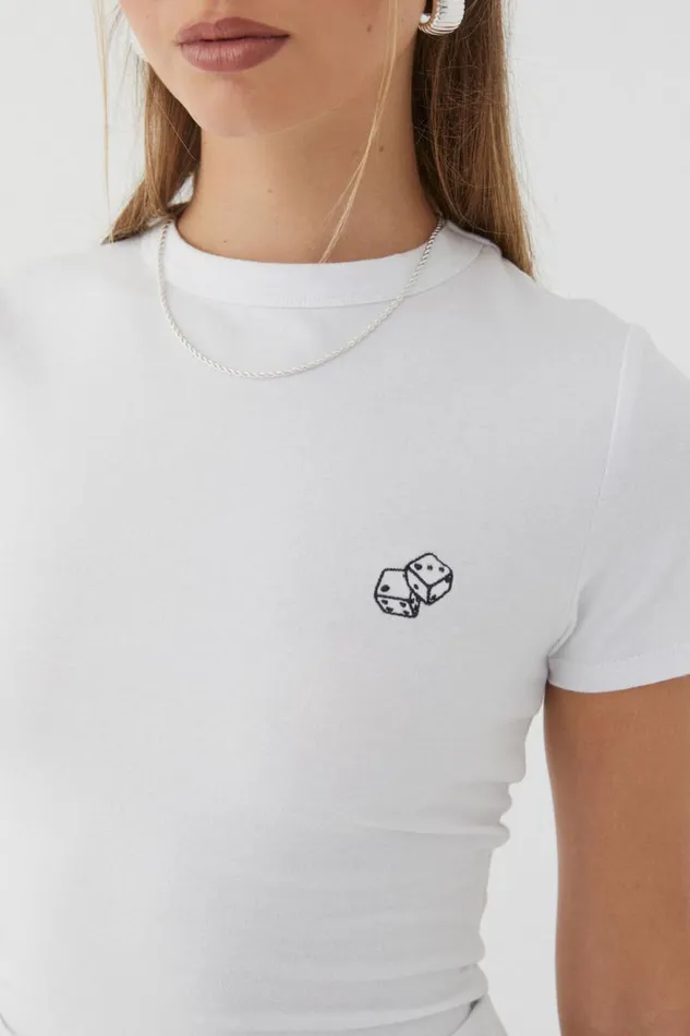 Clothing Supr T Shirts Embroidered Dice Fitted Tee Whitedice Clothing Supr T Shirts Embroidered Dice Fitted Tee Whitedice